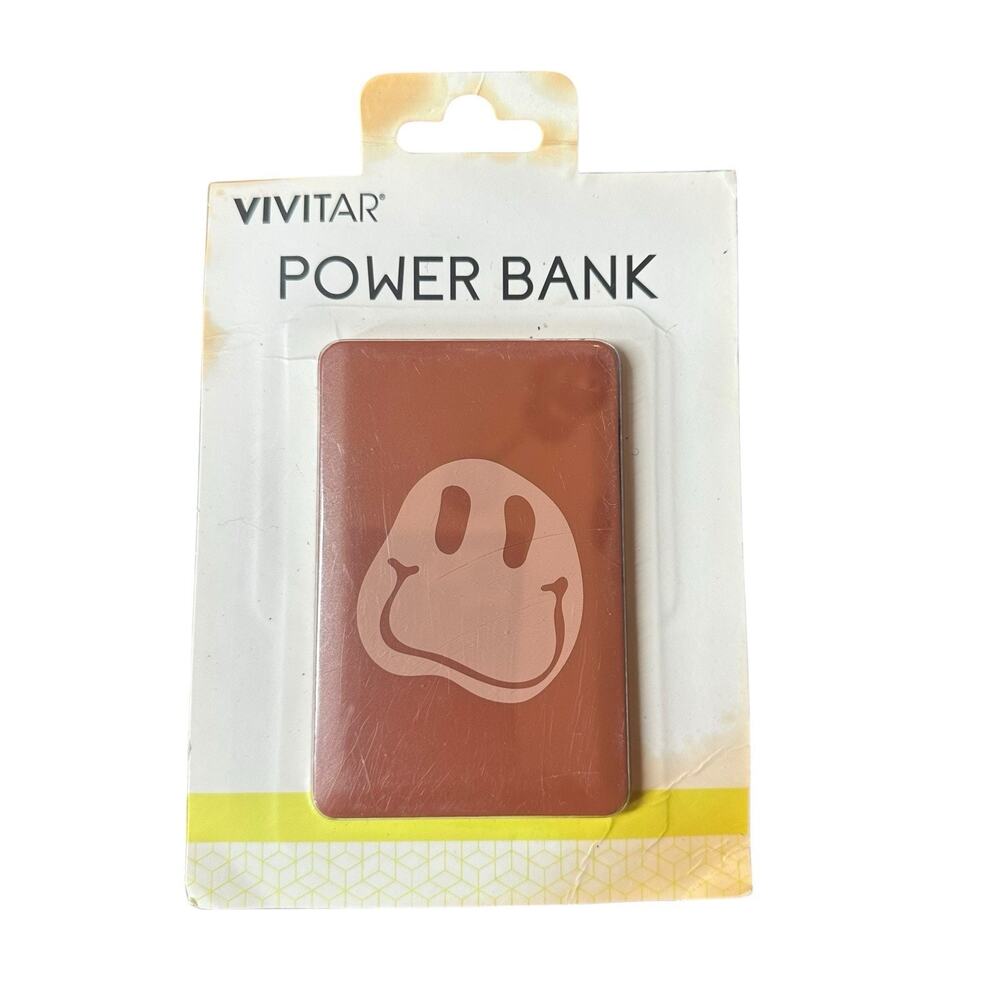 NEW Vivitar Mobile Cell Phone Slim Power Bank Pink Smily Face‎ USB-A Charger